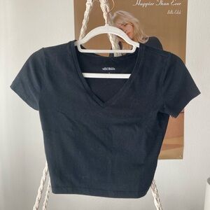 Black V-Neck Women's Top